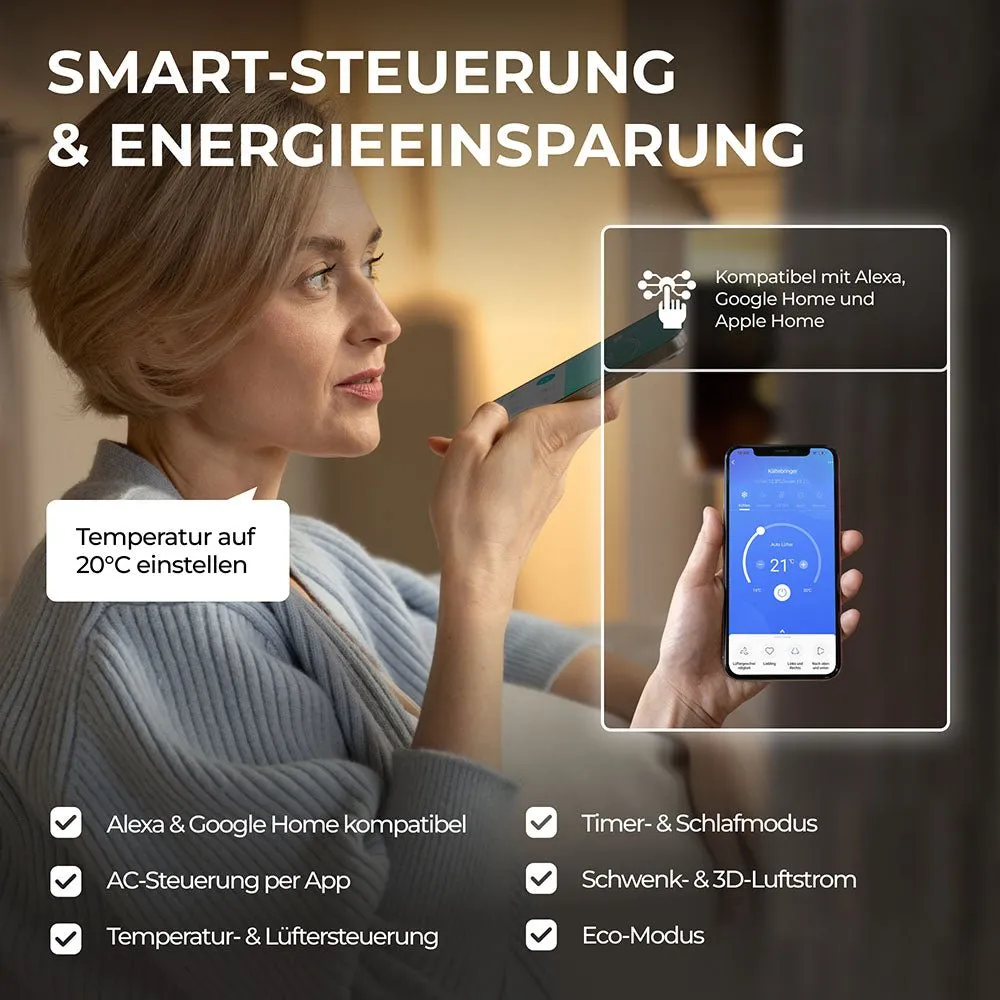 Steuerung der Kältebringer Klimaanlage per App und Sprachassistent